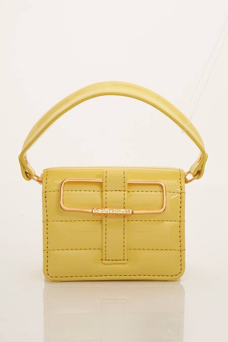 Shop_Outhouse_Yellow Oh V Furbie Quilted Nano Bag_at_Aza_Fashions