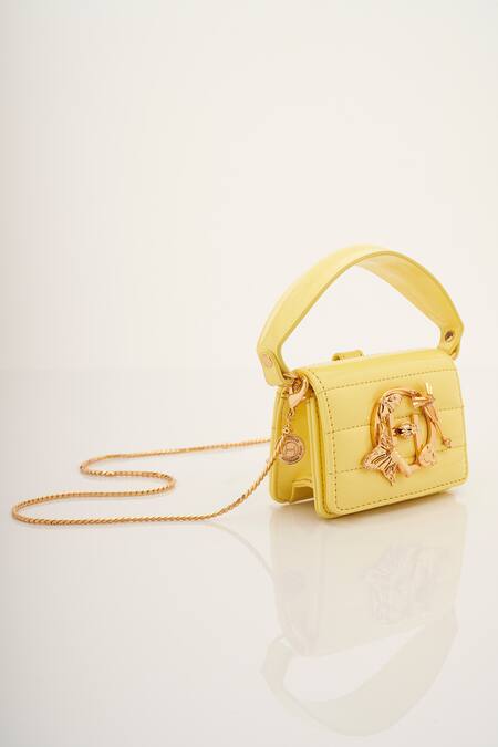 Buy_Outhouse_Yellow Oh V Furbie Quilted Nano Bag_Online_at_Aza_Fashions