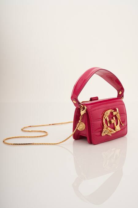 Buy Outhouse Fuchsia Chains Oh V Furbie Quilted Pattern Bag Online at Aza Fashions Buy_Outhouse_Fuchsia Chains Oh V Furbie Quilted Pattern Bag_Online_at_Aza_Fashions