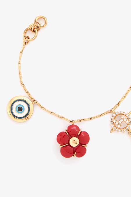 Shop Outhouse Gold Plated Crystals, Stones Bisou Love Embellished Initial Link Bracelet at Aza Fashions Shop_Outhouse_Gold Plated Crystals, Stones Bisou Love Embellished Initial Link Bracelet _at_Aza_Fashions