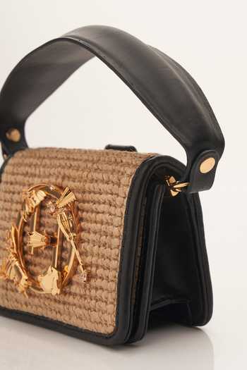 Outhouse_Black Oh V Furbie Jute Bag _Online_at_Aza_Fashions