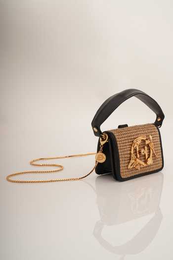 Buy_Outhouse_Black Oh V Furbie Jute Bag _Online_at_Aza_Fashions