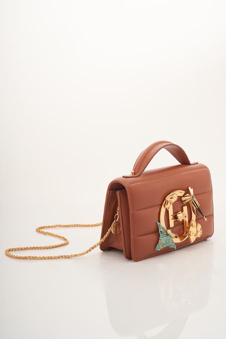 Buy_Outhouse_Brown Chains The Midi Disco Bag _Online_at_Aza_Fashions