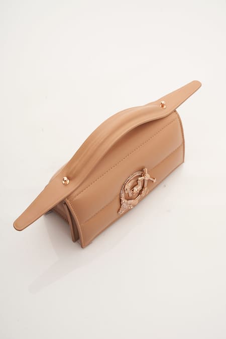 Outhouse_Brown Crystals The Oh V Paparazzi Quilted Bag _Online_at_Aza_Fashions