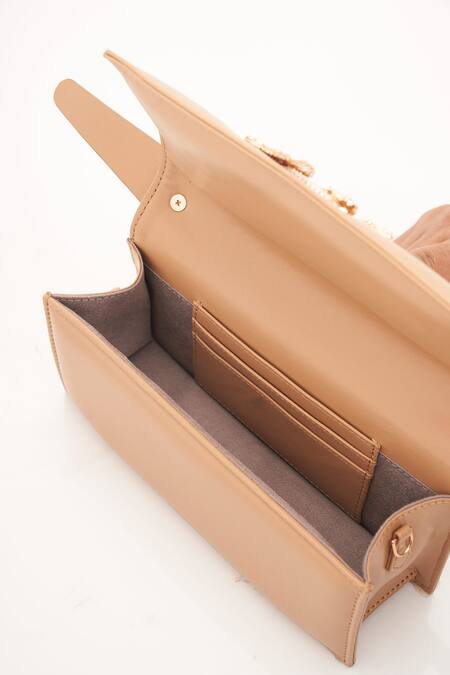 Shop_Outhouse_Brown Crystals The Oh V Paparazzi Quilted Bag _Online_at_Aza_Fashions