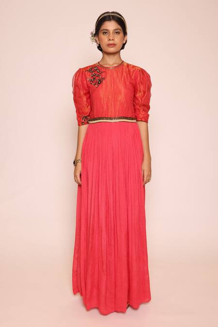 Buy Abstract By Megha Jain Madaan Red Kota Doria, Cotton Sequins, Beads Round Nalki Bloom Embellished Jumpsuit Online at Aza Fashions Buy_Abstract By Megha Jain Madaan_Red Kota Doria, Cotton Sequins, Beads Round Nalki Bloom Embellished Jumpsuit _Online_at_Aza_Fashions