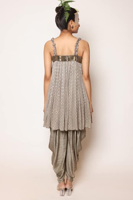 Abstract By Megha Jain Madaan Ruffle Strap Embellished Flared & Dhoti Pant 