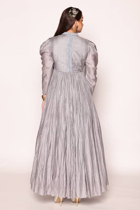 Shop Abstract By Megha Jain Madaan Blue Jacquard, Lurex, Cotton Beads, Sequins Geometric Pattern Embellished Dress at Aza Fashions Shop_Abstract By Megha Jain Madaan_Blue Jacquard, Lurex, Cotton Beads, Sequins Geometric Pattern Embellished Dress _at_Aza_Fashions