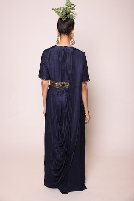 Shop Abstract By Megha Jain Madaan Blue Silk, Cotton Sequins Embellished Concept Saree at Aza Fashions Shop_Abstract By Megha Jain Madaan_Blue Silk, Cotton Sequins Embellished Concept Saree _at_Aza_Fashions