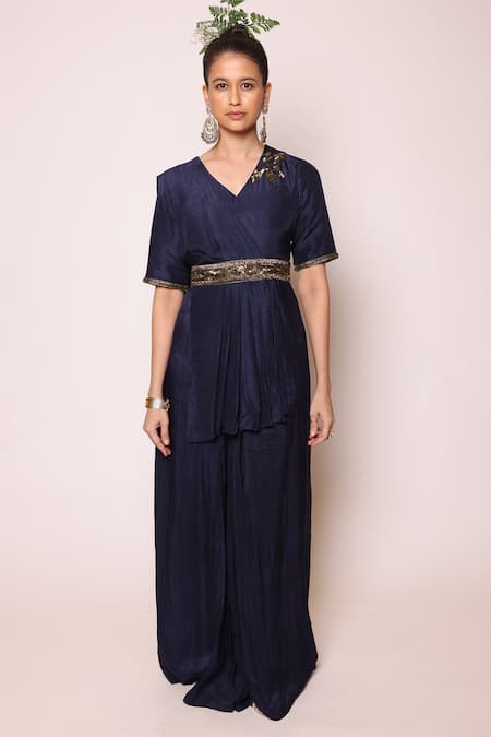 Buy Abstract By Megha Jain Madaan Blue Silk, Cotton Sequins Embellished Concept Saree Online at Aza Fashions Buy_Abstract By Megha Jain Madaan_Blue Silk, Cotton Sequins Embellished Concept Saree _Online_at_Aza_Fashions