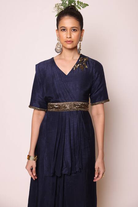 Shop Abstract By Megha Jain Madaan Blue Silk, Cotton Sequins Embellished Concept Saree Online at Aza Fashions Shop_Abstract By Megha Jain Madaan_Blue Silk, Cotton Sequins Embellished Concept Saree _Online_at_Aza_Fashions