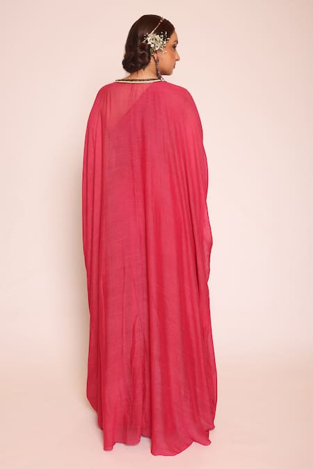 Abstract By Megha Jain Madaan One-Shoulder Dress With Embellished Cape 
