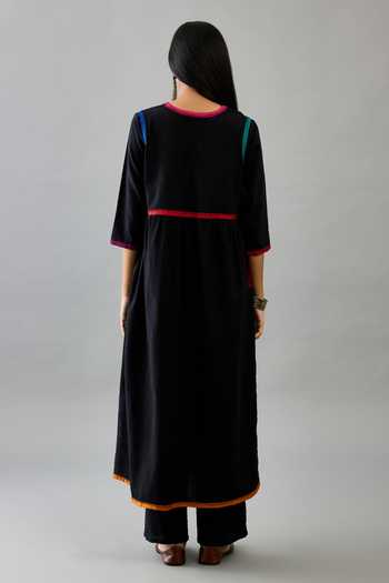 Kora Handloom Cotton Border Embroidered Kurta Set 