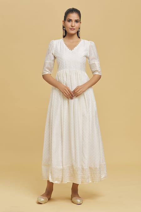 Samyukta Singhania Polka Dot Foil Print Anarkali 