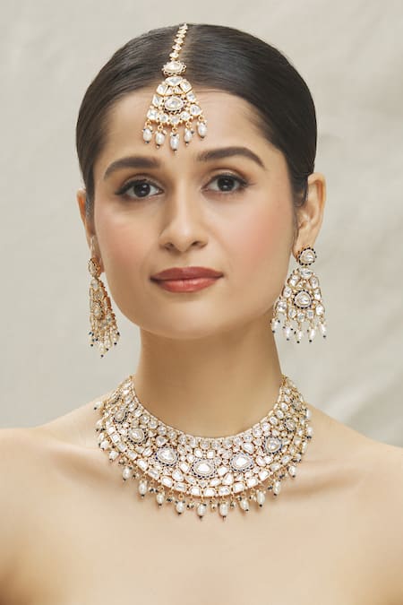 Vivinia By Vidhi Mehra Gold Plated Diamonds, Stones Polki Kundan Embellished Choker Set