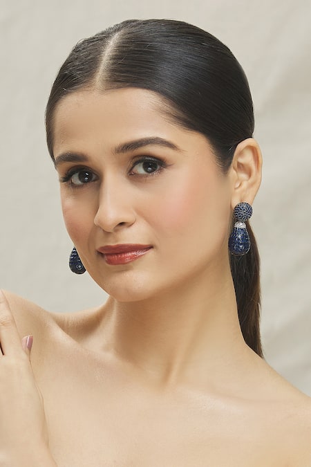 VIVINIA by Vidhi Mehra Zircon Studded Dangler Drop Earrings 