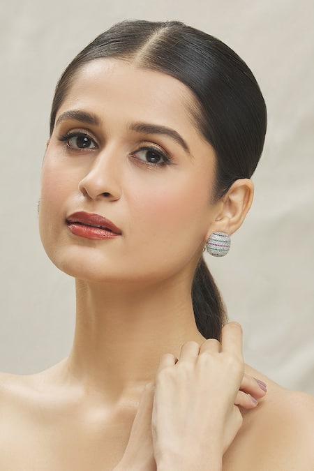 Vivinia By Vidhi Mehra Zircon Embellished Round Stud Earrings 