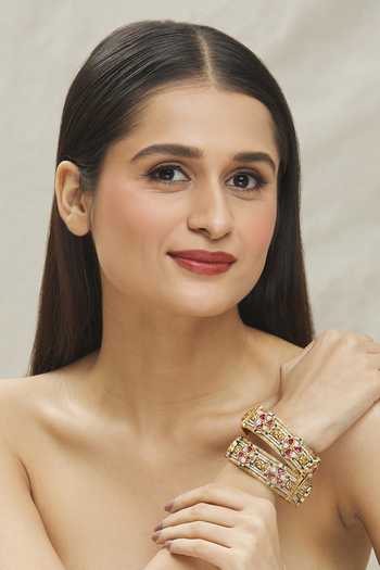 Vivinia By Vidhi Mehra Semi-Precious Stones Embellished Bangles - Set of 2 