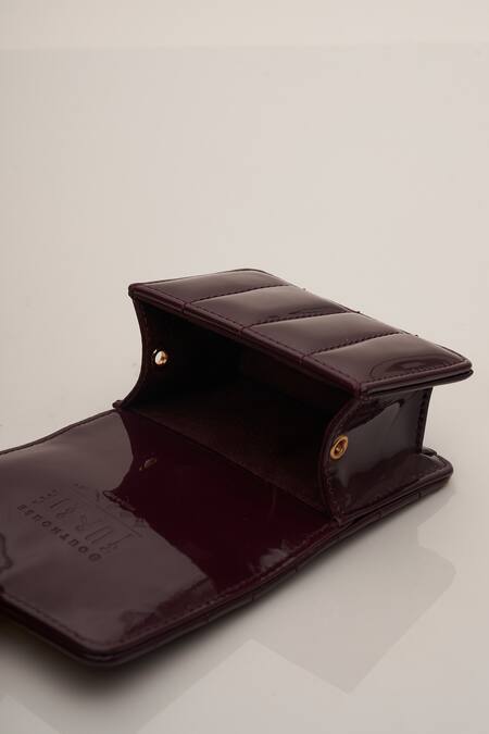 Shop_Outhouse_Maroon Chains Oh V Furbie Rectangle Shaped Quilted Bag _Online_at_Aza_Fashions