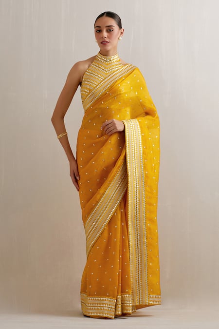 Buy Priyal Prakash Yellow Silk Organza, Polyester Sequins, Zari Embroidered Saree With Blouse Online at Aza Fashions Buy_Priyal Prakash_Yellow Silk Organza, Polyester Sequins, Zari Embroidered Saree With Blouse _Online_at_Aza_Fashions