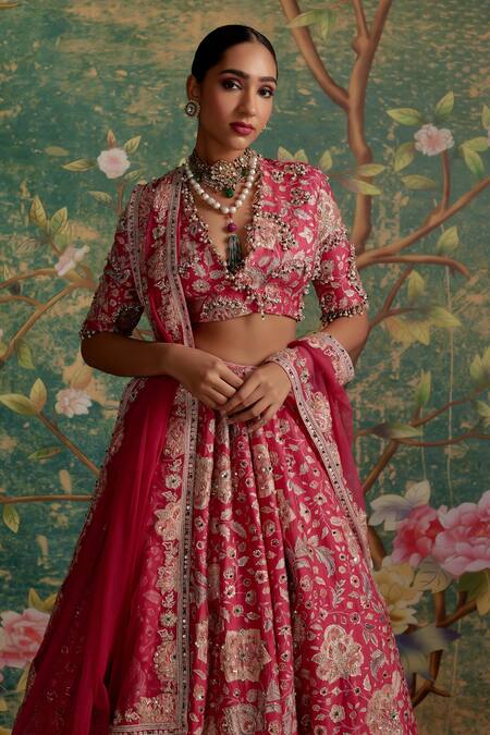 Buy Ridhi Mehra Fuchsia Lehenga And Blouse Raw Silk Embroidered Starlet Bridal Set Online at Aza Fashions Buy_Ridhi Mehra_Fuchsia Lehenga And Blouse Raw Silk Embroidered Starlet Bridal Set _Online_at_Aza_Fashions
