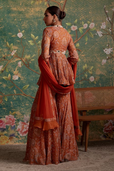 Ridhi Mehra Awespring Floral Pattern Peplum Gharara Set 