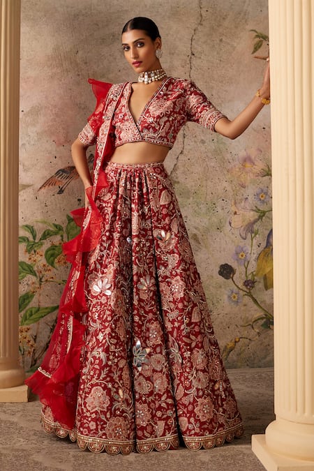 Ridhi Mehra Ace Floral Print Embroidered Bridal Lehenga Set 