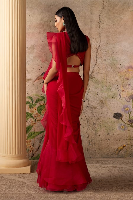 Ridhi Mehra Spotlight Ruffle Saree With Embroidered Blouse 