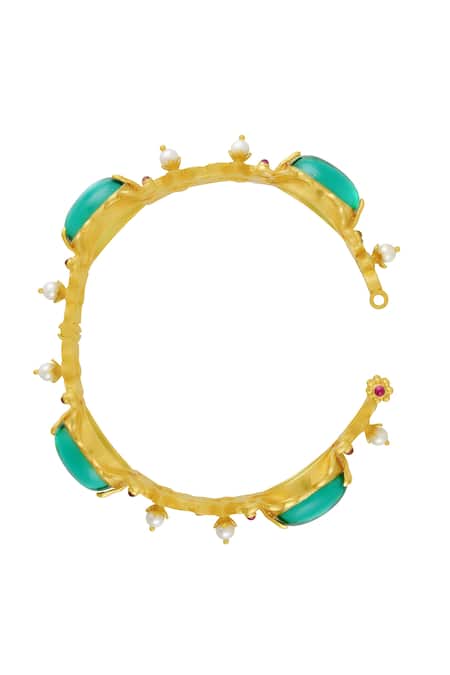 Tribe Amrapali Multi Color Pearls, Crystals Ruhi Embellished Peacock Kada Online at Aza Fashions Tribe Amrapali_Multi Color Pearls, Crystals Ruhi Embellished Peacock Kada _Online_at_Aza_Fashions