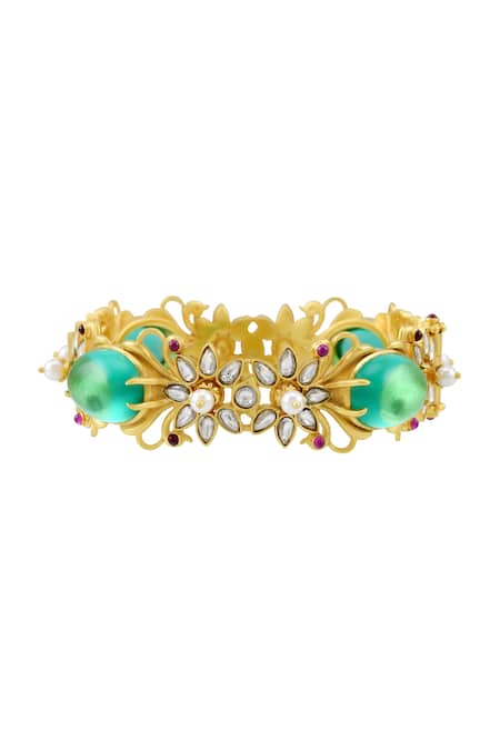 Buy Tribe Amrapali Multi Color Pearls, Crystals Ruhi Embellished Peacock Kada Online at Aza Fashions Buy_Tribe Amrapali_Multi Color Pearls, Crystals Ruhi Embellished Peacock Kada _Online_at_Aza_Fashions