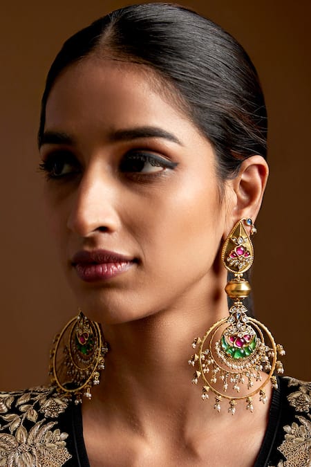 Tribe Amrapali Jinisha Embellished Paisley Chandbali Earrings 