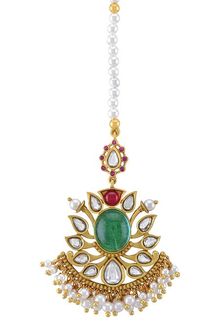 Tribe Amrapali Multi Color Uma Pearl Embellished Maangtikka Online at Aza Fashions Tribe Amrapali_Multi Color Uma Pearl Embellished Maangtikka _Online_at_Aza_Fashions