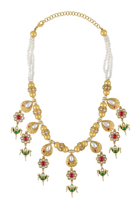 Tribe Amrapali Pravya Embellished Floral Short Necklace
