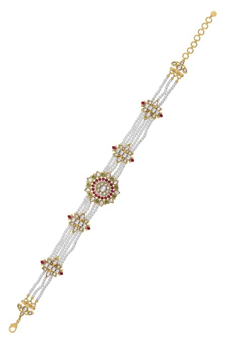 Tribe Amrapali Pakhi Pearl Embellished Floral Choker Necklace 