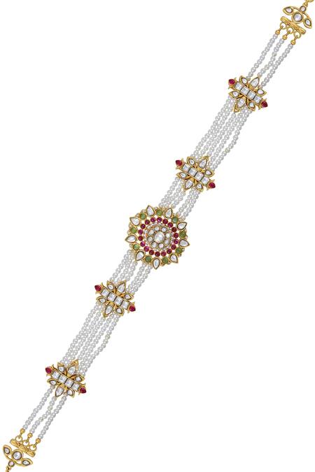Tribe Amrapali_Multi Color Pakhi Pearl Embellished Floral Choker Necklace_Online_at_Aza_Fashions