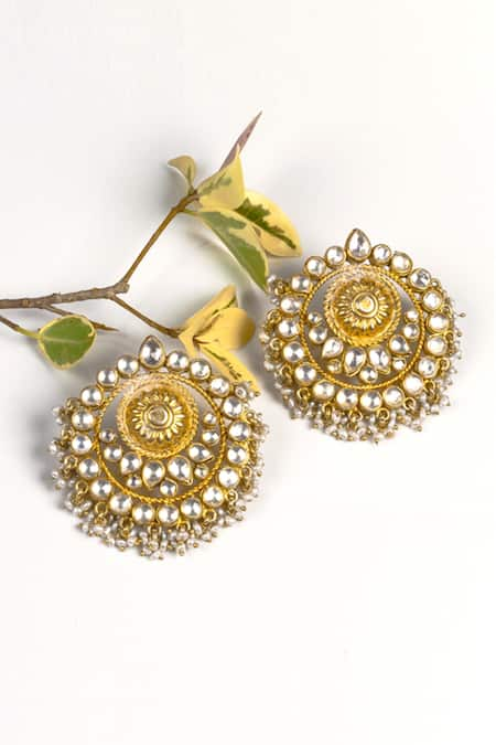 Sangeeta Boochra Kundan Florent Embellished Stud Earrings 