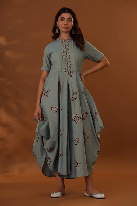 The Home Affair Handblock Floral Print Dress 