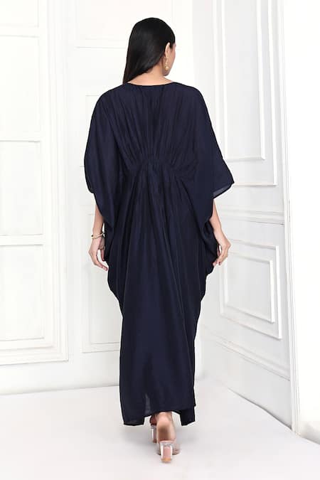 Komal Shah Navy Blue Knotted Kaftan & Pant Set 