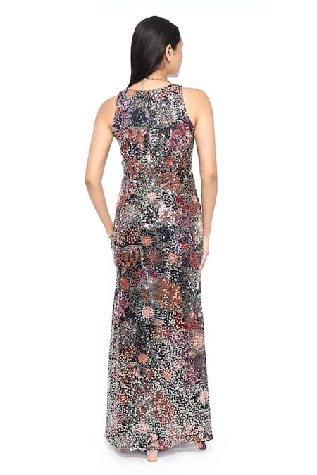 Komal Shah Sequin Embroidered Maxi Dress 