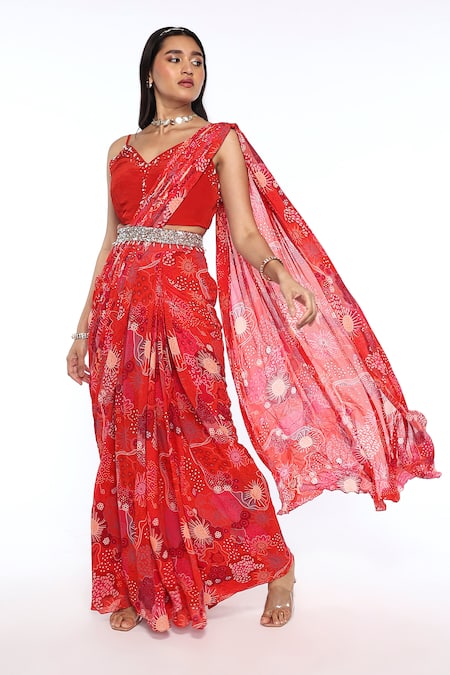 Komal Shah Embellished Pre-Draped Saree With Blouse 