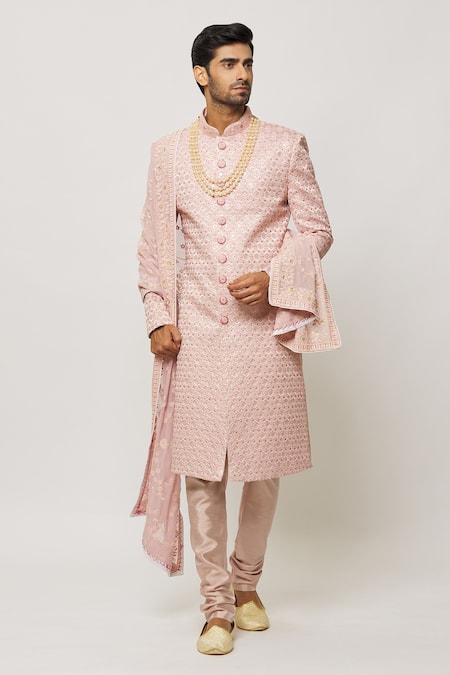 Aryavir Malhotra Sequin Embellished Sherwani With Churidar 