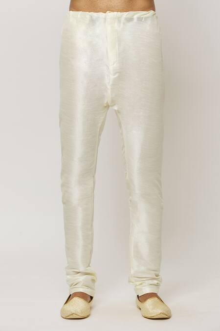 Arihant Rai Sinha_Cream Georgette, Silk, Chanderi Honeycomb Embroidered Sherwani With Churidar _at_Aza_Fashions