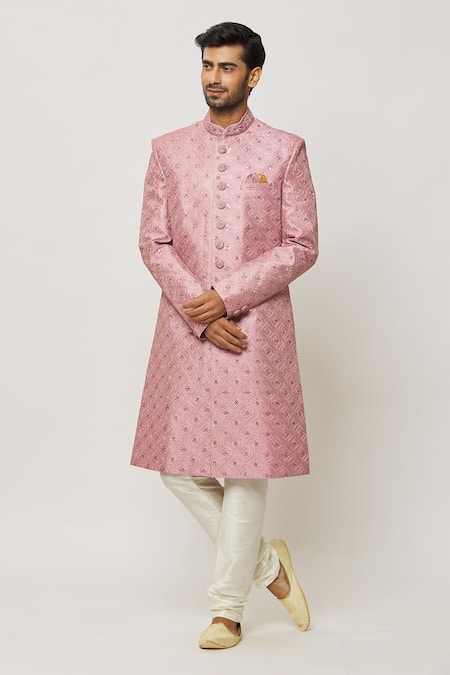 Aryavir Malhotra Floral Wave Embroidered Sherwani With Churidar 