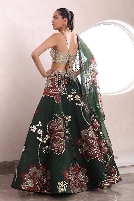Mahima Mahajan Siya Floral Mirror Embellished Lehenga Set 