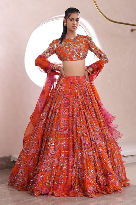 Mahima Mahajan Anshula Floral Garden Print Lehenga Set 