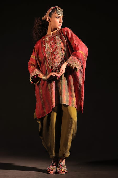 Capisvirleo Shabnam Tie-Dye Embroidered Kaftan With Dhoti Pant 