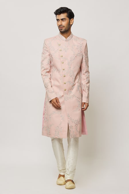 Aryavir Malhotra Floral Vine Embroidered Sherwani Set 