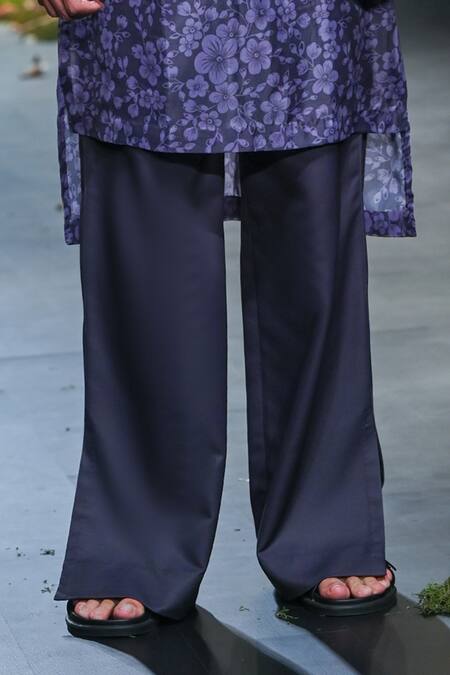 Shop_Varun Bahl_Black Polyester, Organza Cut Work, Embroidery Patch Bandhgala Trouser Set _Online_at_Aza_Fashions