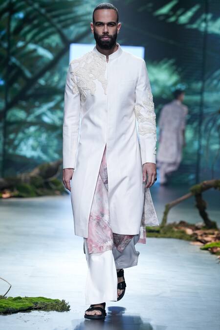 Varun Bahl Ivory Polyester, Terrycloth Embroidery, Cut Work Hand Sherwani Trouser Set Online at Aza Fashions Varun Bahl_Ivory Polyester, Terrycloth Embroidery, Cut Work Hand Sherwani Trouser Set _Online_at_Aza_Fashions
