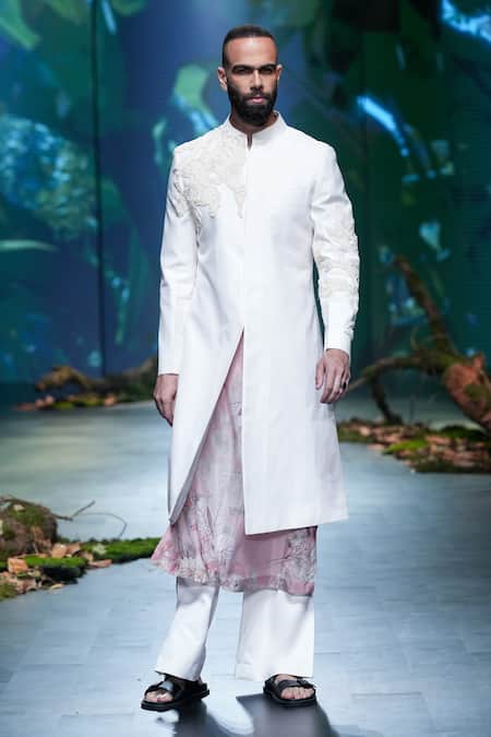 Buy Varun Bahl Ivory Polyester, Terrycloth Embroidery, Cut Work Hand Sherwani Trouser Set Online at Aza Fashions Buy_Varun Bahl_Ivory Polyester, Terrycloth Embroidery, Cut Work Hand Sherwani Trouser Set _Online_at_Aza_Fashions